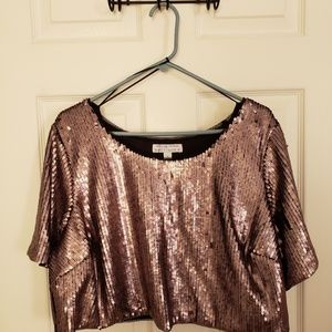 Nwt Blush/black sequin crop top